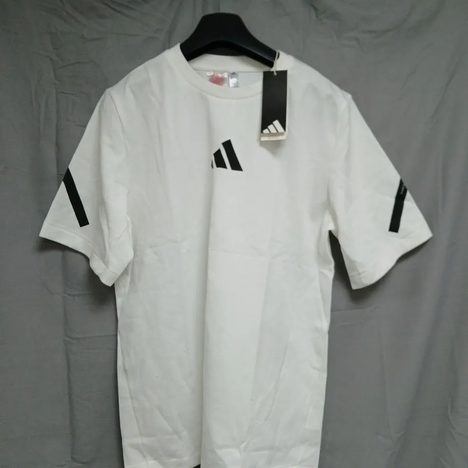 ADIDAS JUNIOR BOYS ZNE TEE – WHITE/BLACK - SIZE 15-16YRS