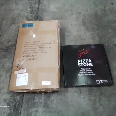 PALLET OF ASSORTED HOUSEHOLD GOODS AND PRODUCTS TO INCLUDE; TRAMPOLINE, PIZZA STONE, BOXED FURNITURE ETC