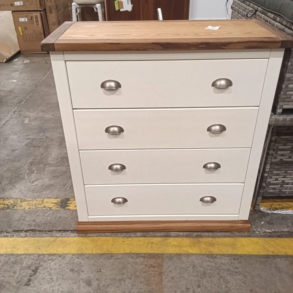 4 DRAWER 90CM W CHEST OF DRAWERS - WAXED