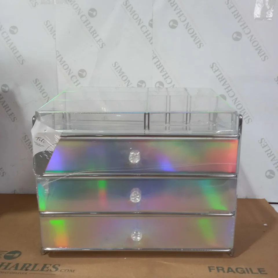TILI FRAMED ACRYLIC STORAGE DRAWER SET - HOLOGRAPH