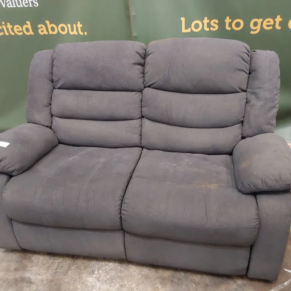DESIGNER 2 SEATER GREY FABRIC RECLINING SOFA