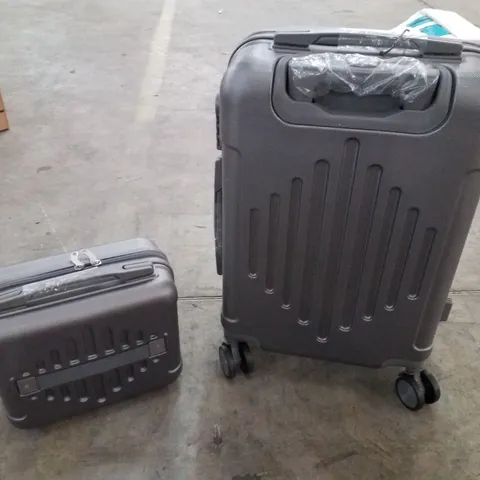 BOXED FCH 2PC HARD SHELL TRAVEL SUITCASES - GREY