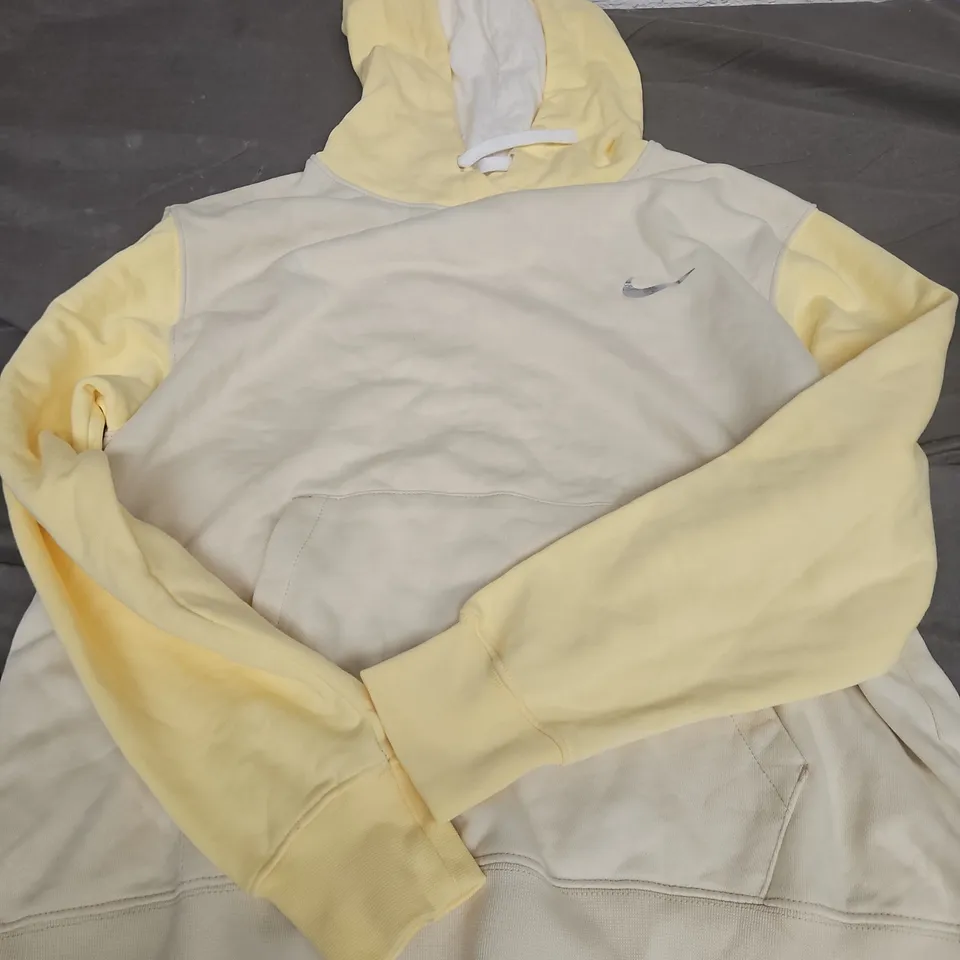 NIKE MEN'S HOODIE – PALE YELLOW WITH CREAM BODY, SIZE M