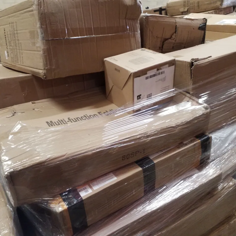 PALLET CONTAINING ASSORTED PRODUCTS INCLUDING MULTI-FUNCTION FOLDING TROLLEY, WICKER CHAIR & INDUCTION COOKER