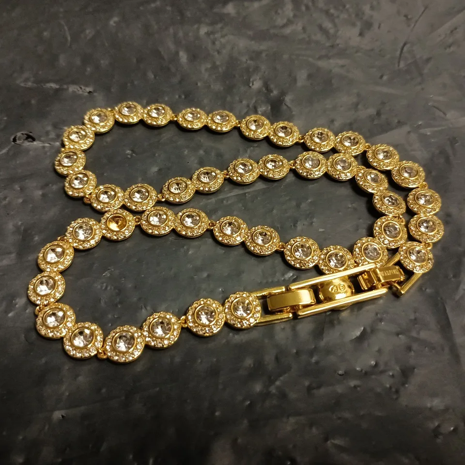 SWAROVSKI GOLD-TONE CIRCULAR-LINK NECKLACE WITH PAVÉ CRYSTALS