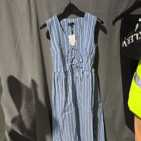 NOBODY'S CHILD STRIPED SLEEVELESS DRESS – UK 12 (EU 40) – BLUE & WHITE