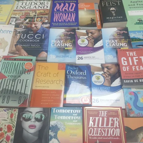 LARGE QUANTITY OF ASSORTED FICTION & NON-FICTION BOOKS TO INCLUDE WORKS FROM ANDY BECKETT, JANICE HELLETT, STANLEY TUCCI, ETC - COLLECTION ONLY