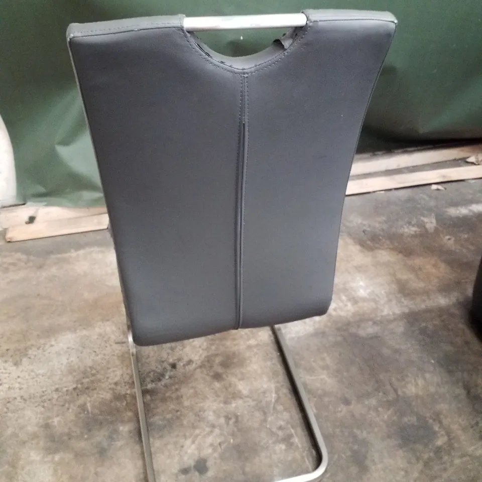 DARK GREY FAUX LEATHER DINING CHAIR 