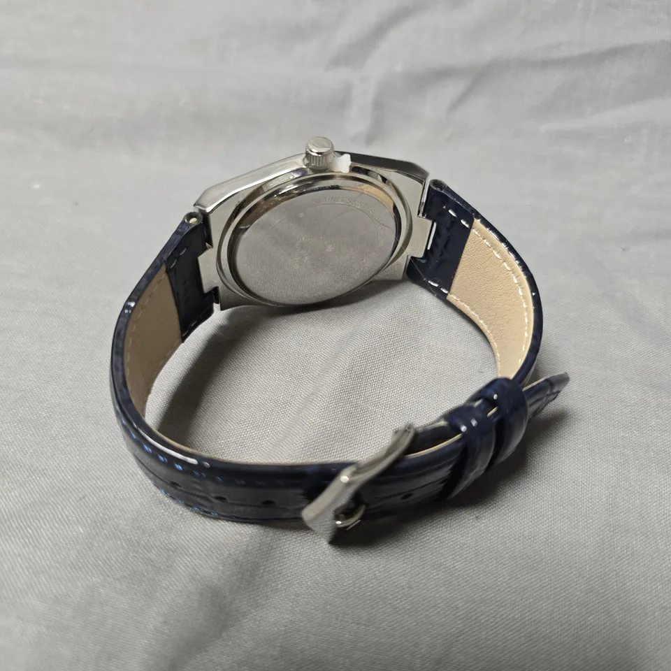 MENS ERNEST FERDINAND WATCH – DAY DATE CALENDAR DIAL – LEATHER STRAP