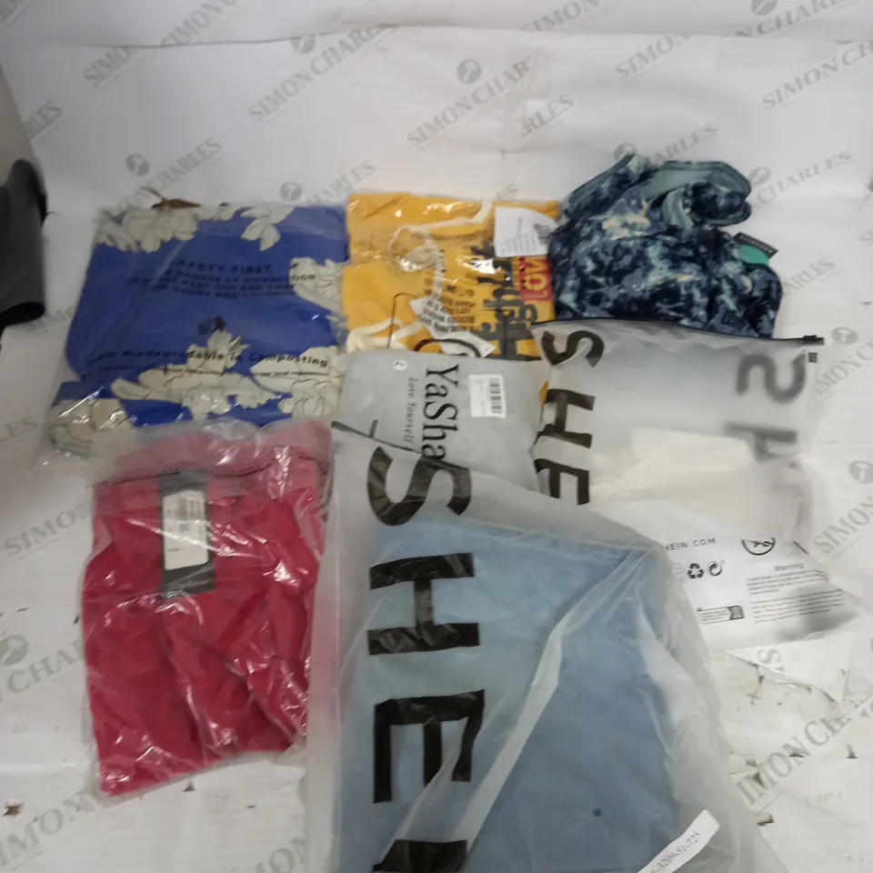 LARGE BOX OF ASSORTED CLOTHING ITEMS TO INCLUDE LINGERIE, DRESSES AND JUMPERS