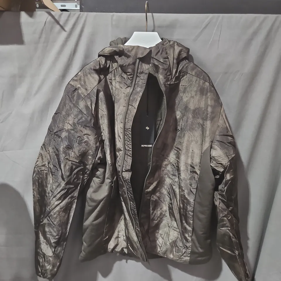 REPRESENT HOODED NYLON JACKET – MEN'S LIGHTWEIGHT WINDBREAKER SIZE L