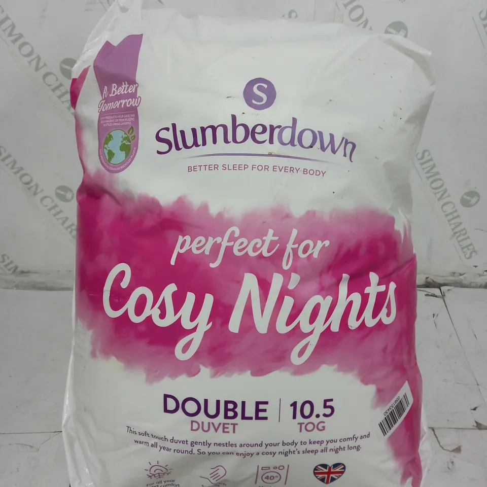 BAGGED SLUMBERDOWN COSYNIGHTS 10.5 DOUBLE DUVET IN WHITE
