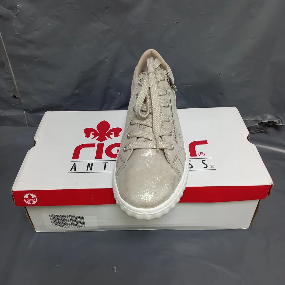 RIEKER ANTI STRESS LEATHER TRAINERS GOLD SIZE 6.5