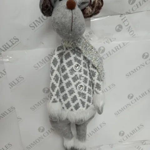 78CM GREY STANDING REINDEER WITH CHECK COAT