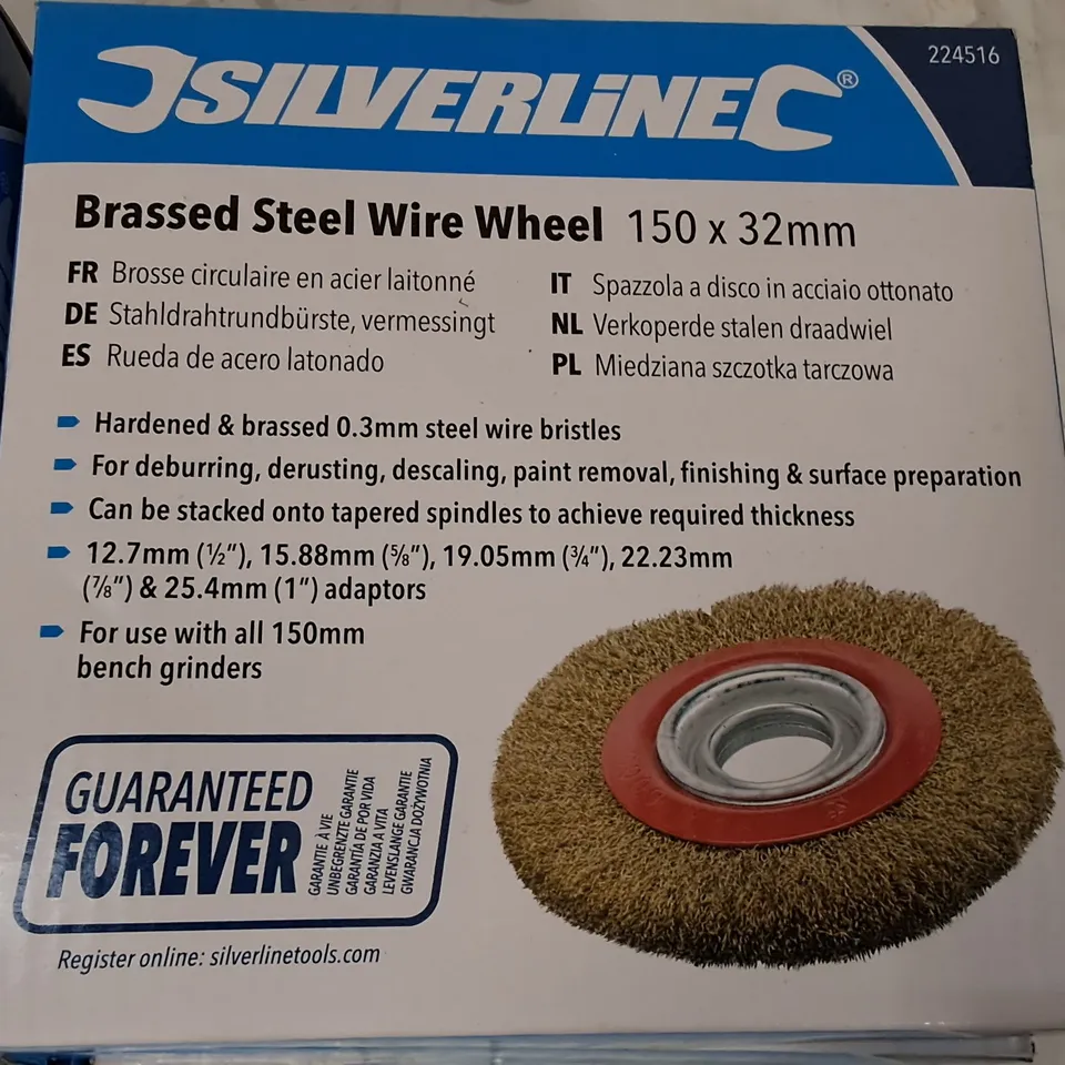 LOT OF 6 SILVERLINE BRASSED STEEL WIRE WHEEL - 150X32MM