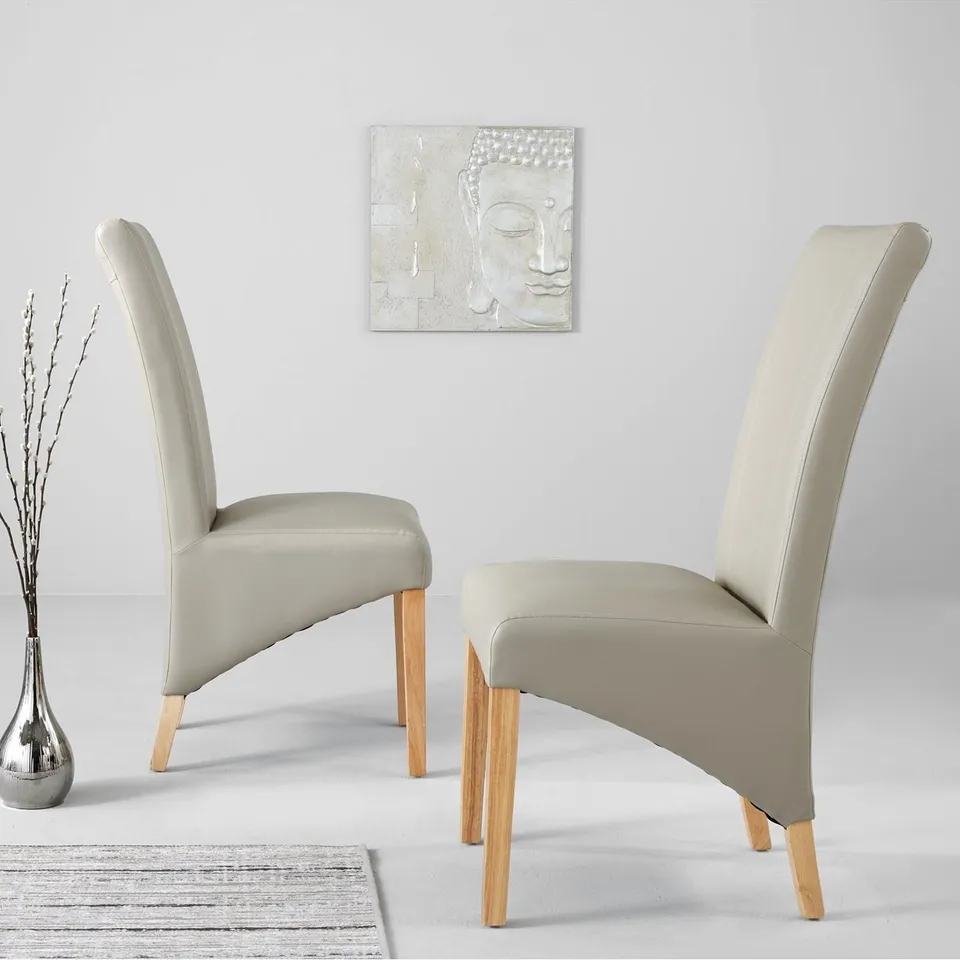 BOXED PAIR OF VIENNA FAUX LEATHER CHAIR GREY
