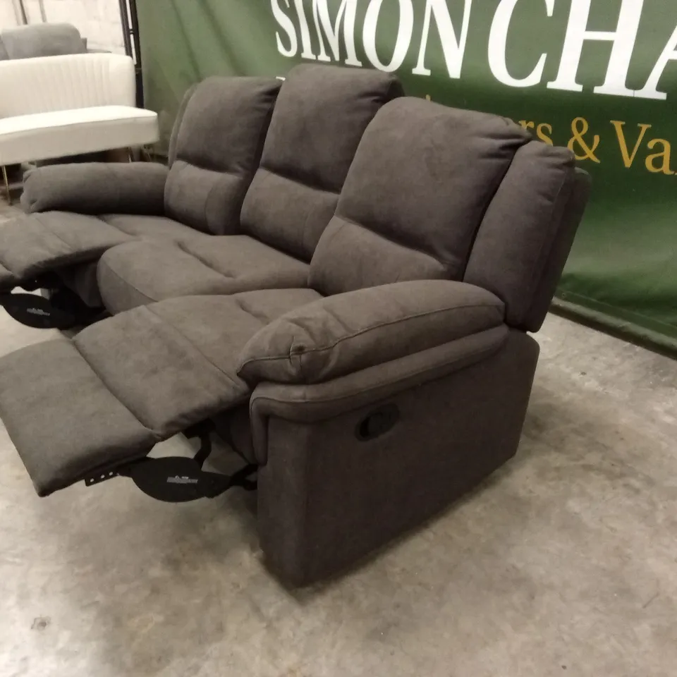 ALBION FABRIC 3 SEATER HIGH BACK MANUAL RECLINER SOFA - CHARCOAL RRP £749