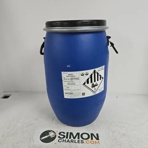 BLUE WASTE DRUM WITH LID β MIXED LITHIUM BATTERIES (EMPTY)