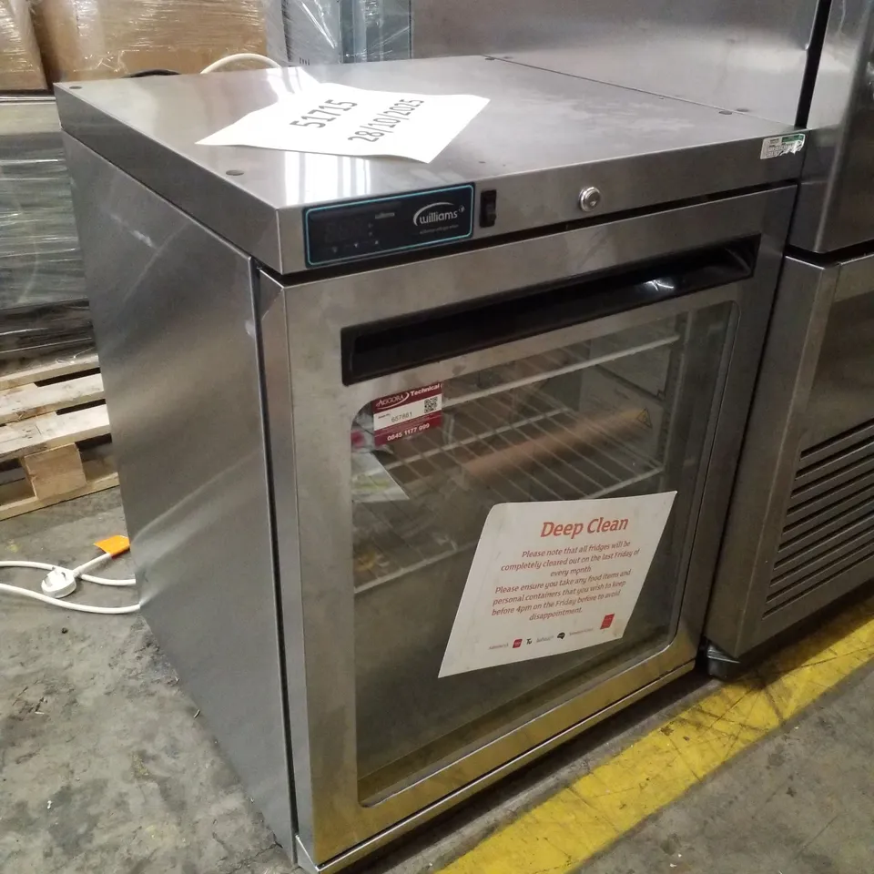 WILLIAMS SINGLE CLEAR DOOR 135LTR UNDERCOUNTER REFRIGERATOR HA135-SA