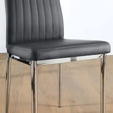 BOXED LEON DINING CHAIR, GREY CLASSIC FAUX LEATHER & CHROME (1 BOX)