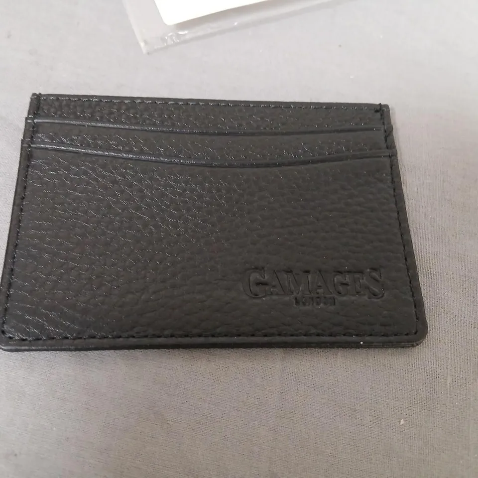 GAMAGES CREDIT CARD HOLDER – BLACK PEBBLED FAUX LEATHER