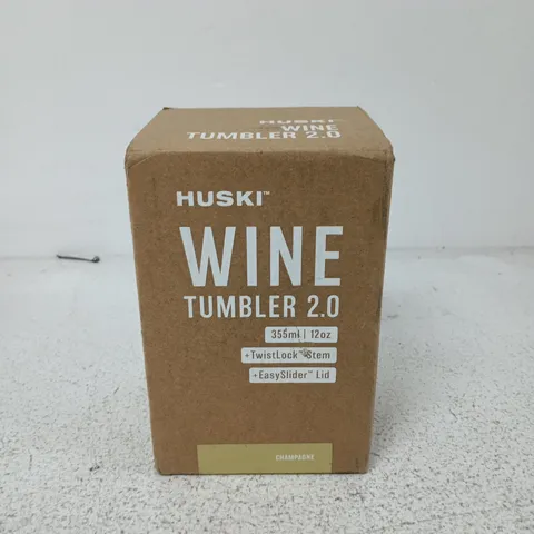 BOXED AND SEALED HUSKI WINE TUMBLER 2.0 355ML IN CHAMPAGNE COLOUR