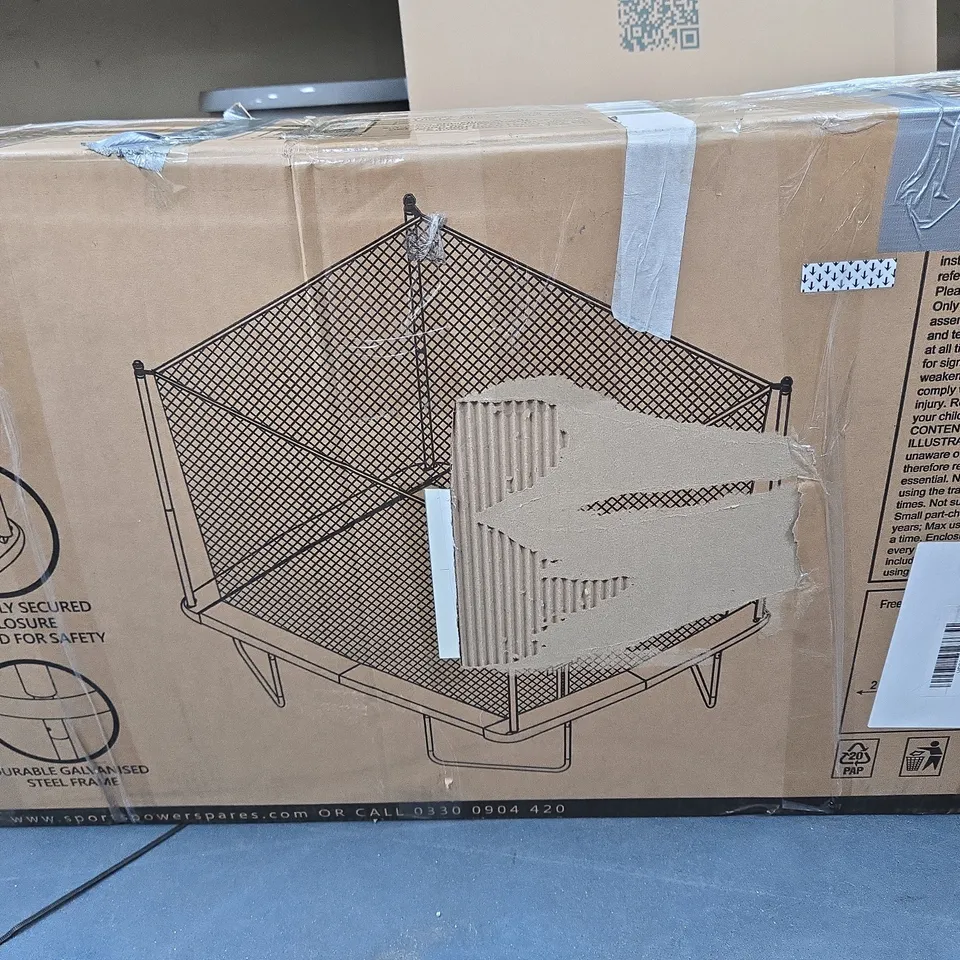 BOXED SPORTSPOWER 10FT X 8FT RECTANGULAR TRAMPOLINE & ENCLOSURE (1 BOX)