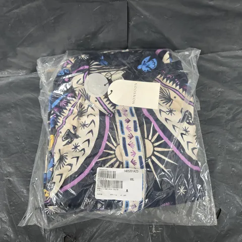 BAGGED MONSOON ELSIE PRINT SHIRT DRESS BLUE SIZE 16