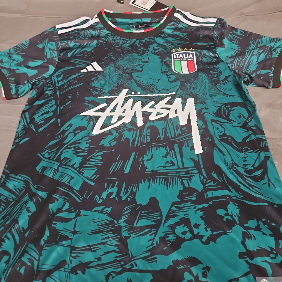 ADIDAS ITALY NATIONAL TEAM FOOTBALL JERSEY – STÜSSY GRAPHIC - SIZE SMALL