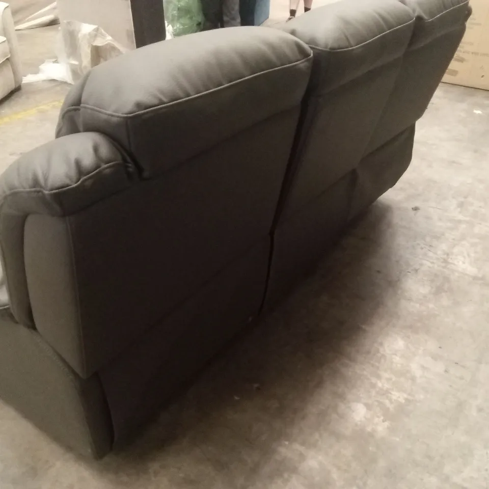 ROTHBURY LUXURY FAUX LEATHER HIGH BACK 3 SEATER MANUAL RECLINER SOFA - CHARCOAL RRP £729