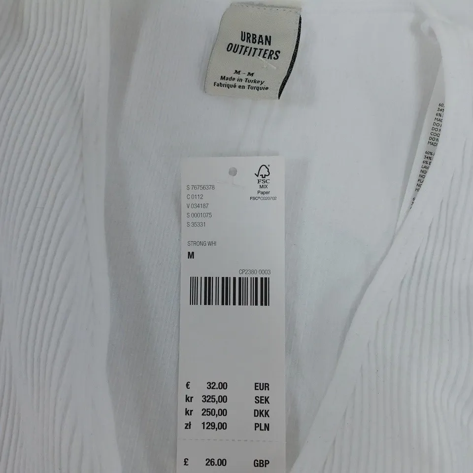 URBAN OUTFITTERS WHITE CROP TOP- MEDIUM