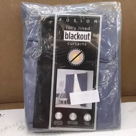 BRAND NEW FUSION FULLY LINED BLACKOUT CURTAINS - 117CM X 183CM (DENIM)