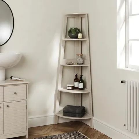 BOXED NAUTICAL CORNER LADDER SHELVING UNIT - NATURAL (1 BOX)