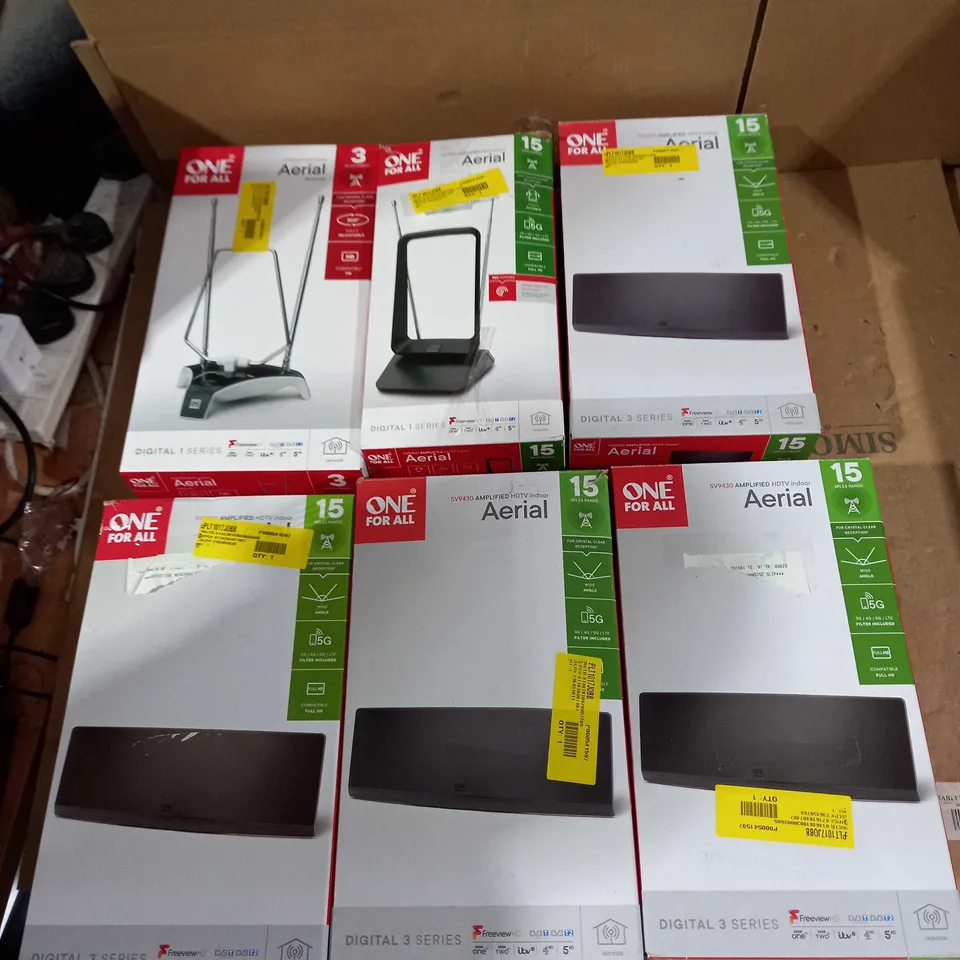 LOT OF 6 ASSORTED ONE-FOR-ALL TV AERIALS