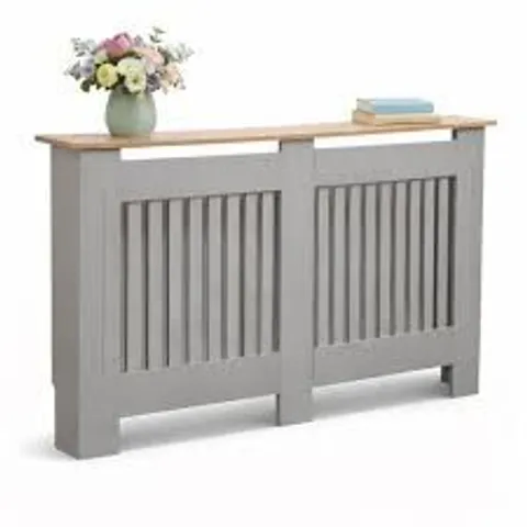 BOXED LARGEβ GREY WOODEN SLATTED GRILL RADIATOR COVER MDF CABINET