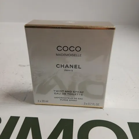 BOXED AND SEALED COCO MADEMOISELLE CHANEL PARIS TWIST AND SPRAY EAU DE TOILETTE 3 X 20ML