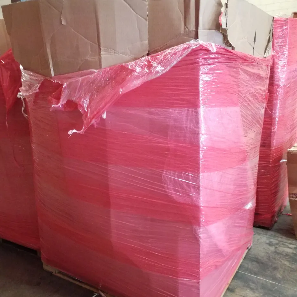 PALLET CONTAINING ASSORTED PRODUCTS INCLUDING OFFICE CHAIR, BLACK WOODEN DESK, CEILING FAN WITH LIGHT & VACUUM CLEANER 