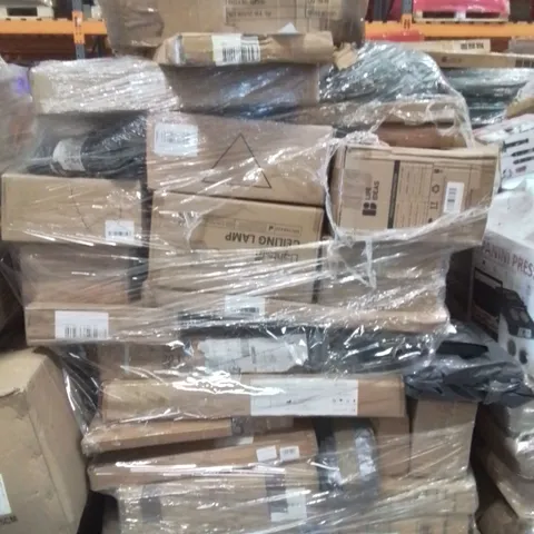 PALLET OF ELECTRICAL ITEMS AND HOUSEHOLD GOODS TO INCLUDE;MULTIFUNCTION FITNESS RACK FOR KIDS,CEILING LAMP,CABINET BASKET
