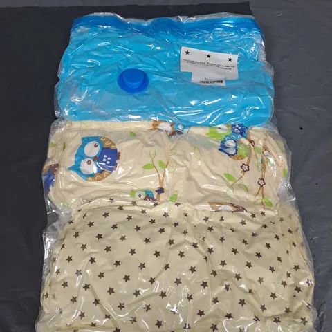 BOX OF 4 BABY BEDDING SETS - YELLOW AND BLUE OWLS