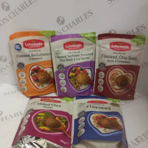 5 X ASSORTMENT OF LINWOODS FLAXSEED & CHIA SEED PRODUCTS