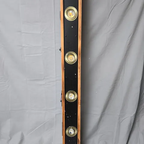 WOODEN 4-LIGHT SPOTLIGHT BAR WITH BRASS TRIM – COLLECTION ONLY