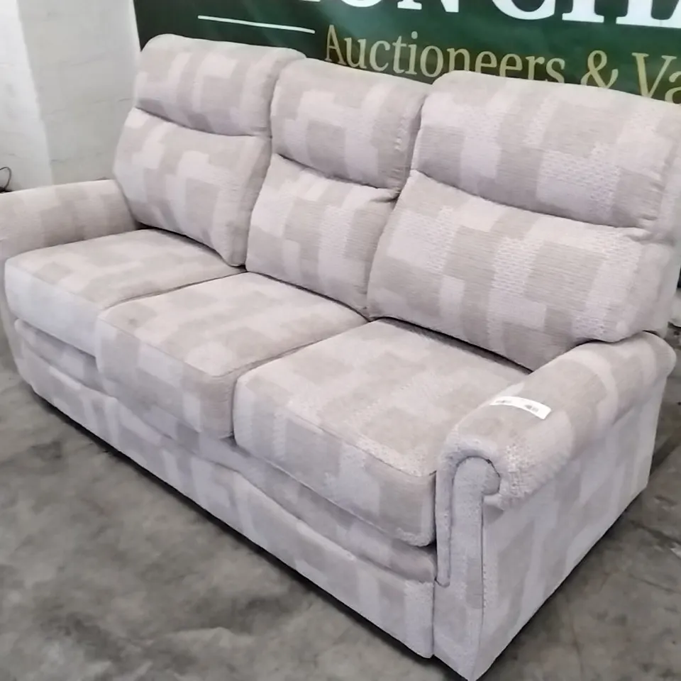 QUALITY BRITISH DESIGNED & MANUFACTURED G PLAN AVON 19 3 SEATER SOFA FARO SAND FABRIC