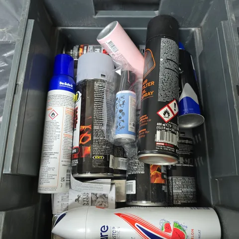 APPROXIMATELY 10 ASSORTED AEROSOLS TO INCLUDE SURE SPRAY , LOREAL , TATTOO SPRAY , ETC  