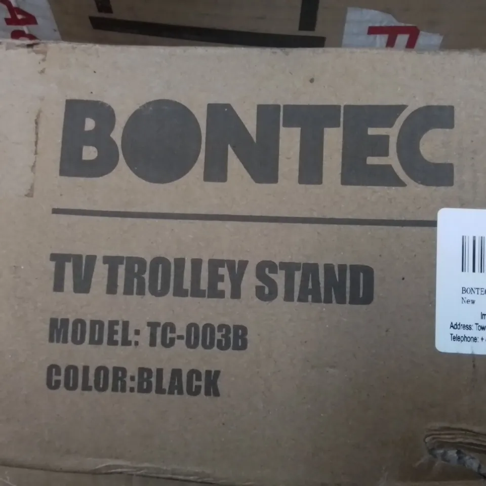 BOXED BONTEC TV TROLLEY STAND, BLACK (1 BOX)