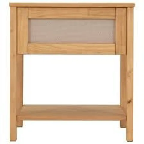 BOXED CORONA RATTAN SIDE END LAMP TABLE - DISTRESSED WAX PINE AND RATTAN EFFECT (1 BOX)