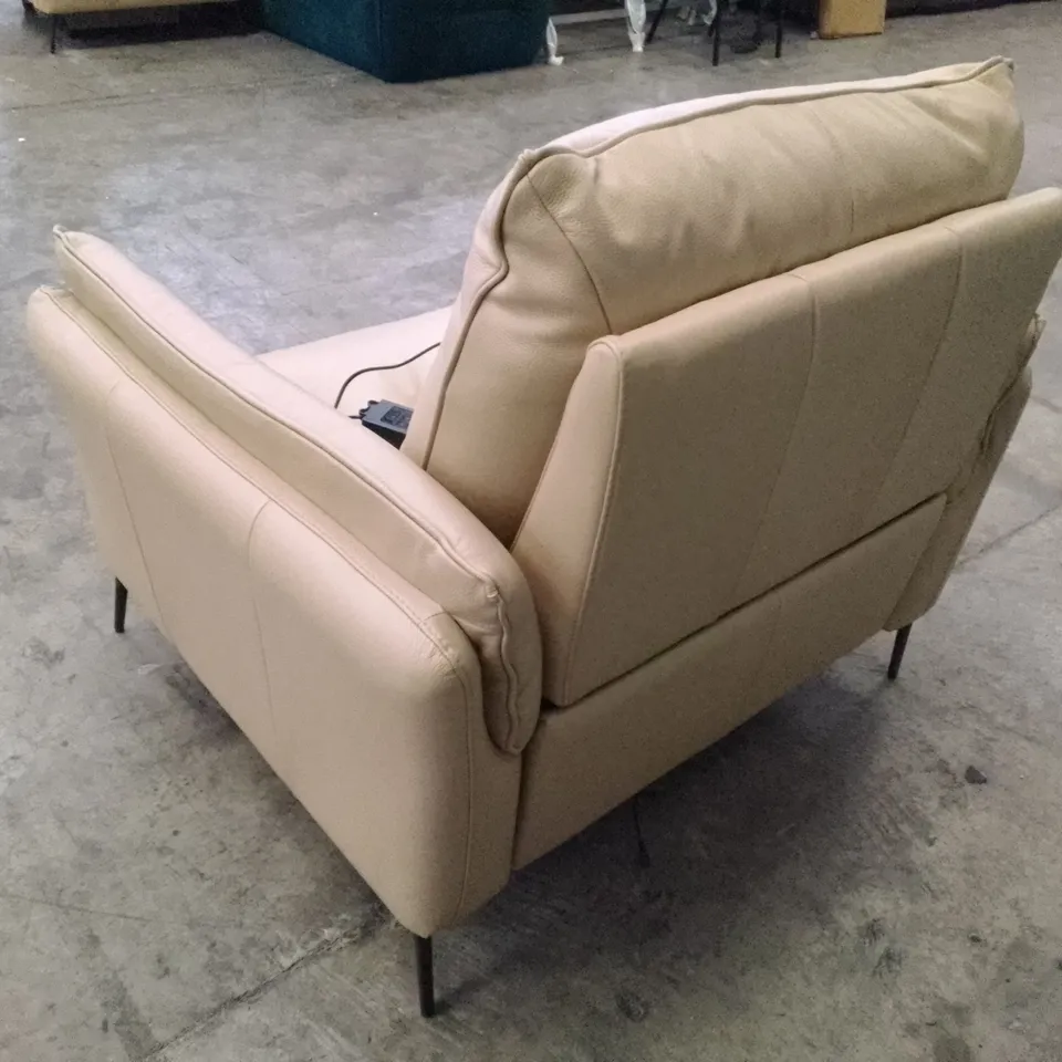 QUALITY ITALIAN DESIGNER BOLZANO ELECTRIC RECLINER CHAIR - BEIGE LEATHER