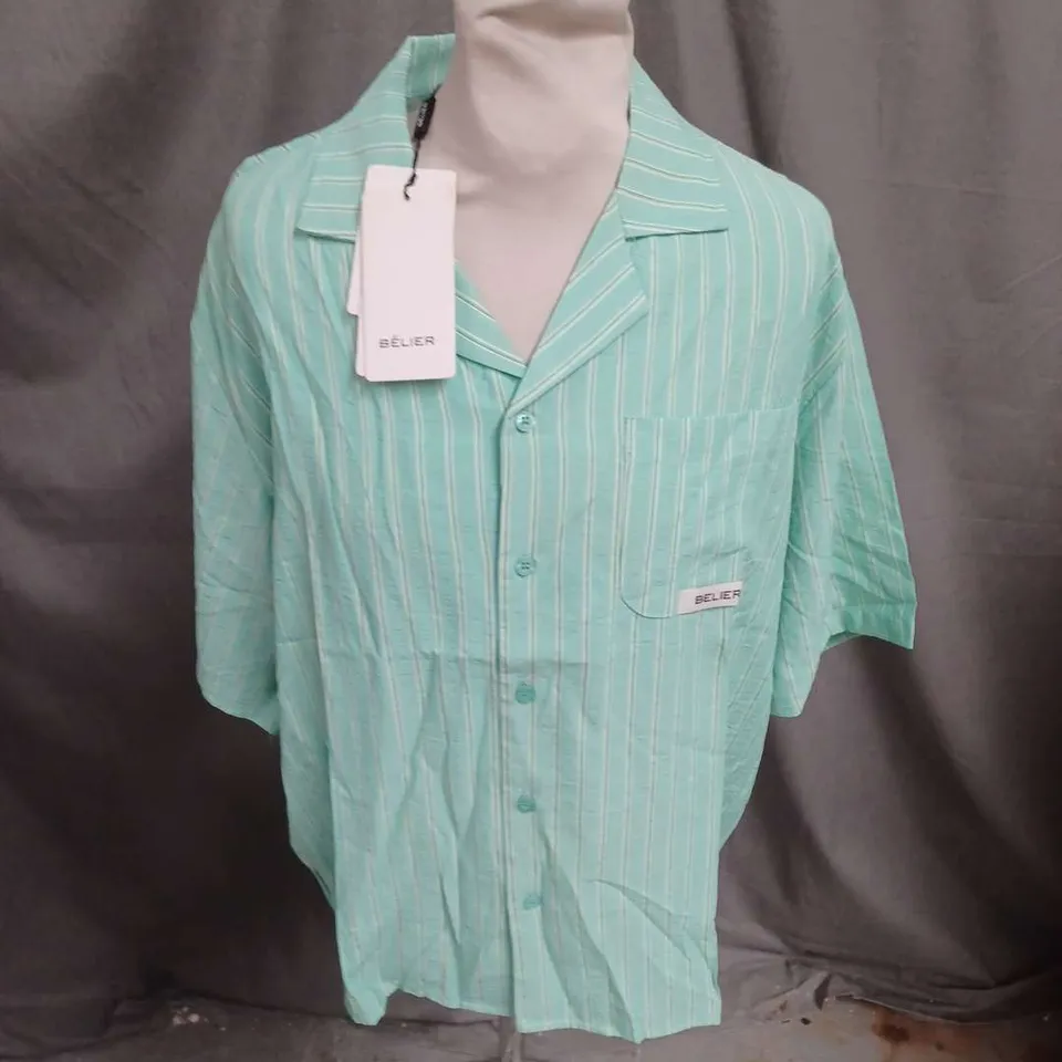 BELIER TROYES STRIPED SHIRT IN GREEN SIZE S