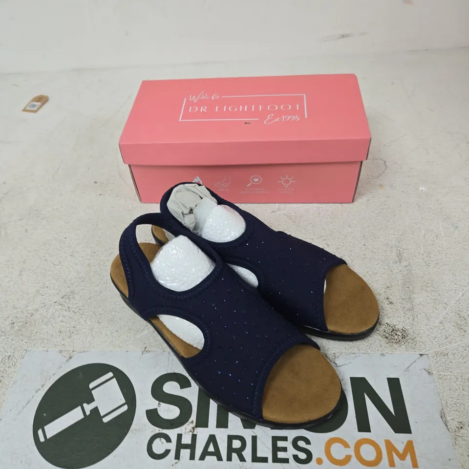 DR LIGHTFOOT JENNY NAVY OPEN-TOE SANDALS UK 7