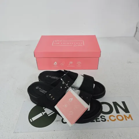 DR LIGHTFOOT WIDE FIT SANDALS – BLACK, UK 7