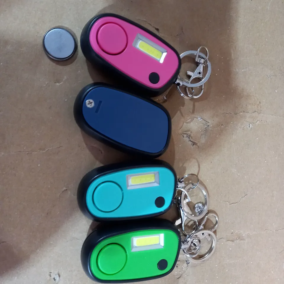 FLIPO PACK OF 4 KEYCHAIN ALARM SAFETY LIGHTS - GREEN, PINK, BLUE & TEAL